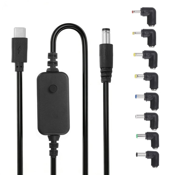 USB C to DC PD Adapter with 8 Connector Tips, 1.18m/3.9ft 5V 9V 12V 15V 20V PD Trigger Cable Type-C to DC Power Cable Charger Converter for Routers, Laptops, Speaker