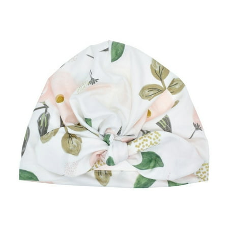 

Baby Hats Boy Floral Bowknot Cap Turban Photo Props Beach Hat Green One Size