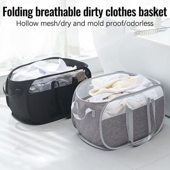 AZXY Pop Up Hampers for Laundry,Laundry Basket Collapsible,Mesh Laundry Basket,Large Dirty Clothes Storage Baskets with Handles,Foldable Dirty Clothes Hamper