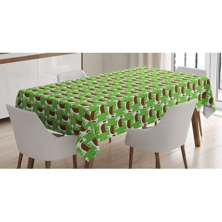 

Dogs Tablecloth Cute Cartoon Puppies in Brown and White Colors Playful Pet Friends Rectangular Table Cover for Dining Room Kitchen 60 X 90 Inches Apple Green Brown and White by Ambesonne
