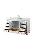 thumbnail image 2 of Wyndham Collection Deborah 60 Inch Single Bathroom Vanity in White, White Carrara Marble Countertop, Undermount Square Sink, and No Mirror, 2 of 2