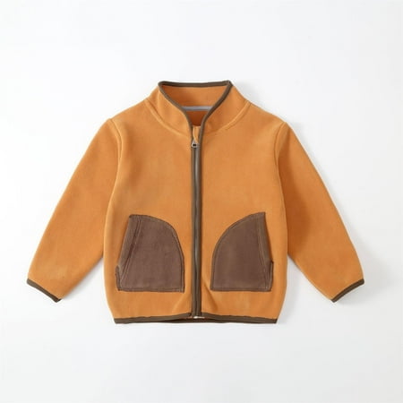 

Toddler Boys Coats Autumn Winter Color Contrast Zipper Fuzzy Top Cardigan Out Wear Leisure Jacket