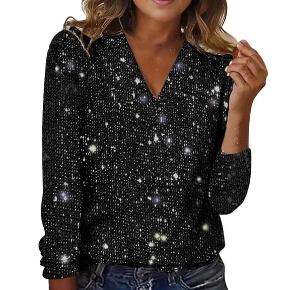 JJHGVB Mardi Gras Shirt Sequin Shirt Mardi Gras Sequin Shirt Fall Womens Tops Long Sleeve Shirts for Women Womens Tops Mardi Gras Outfit for Women Black M