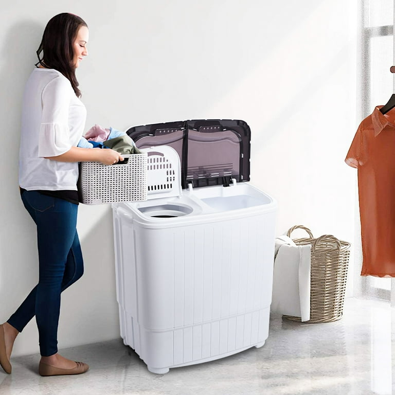 Portable Washing Machine, YOFE Portable Compact Clothes Washing Machine,  Semi Automatic Washing Machine, Mini Twin Tub Washing Machine for Apartments,  Washer(7.7lbs) /Spiner(6.6lbs), Gray, R4870 