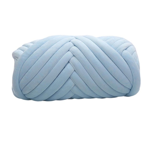 1kg Velvet Chunky Yarn Arm Knitting Rug Making Giant Yarn Tubular Crocheting Hand Knit Pet Bed Crocheting Light Blue