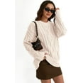 thumbnail image 2 of Women's Cable Knit Sweater Oversized Crewneck Pullover Cozy Fall Winter Fashion, 2 of 6