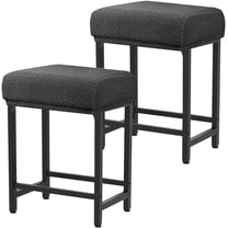 Rectangle Stretch Counter Height Barstool Slipcovers Rectangular Vanity Stool Cover Kitchen Counter Saddle Seat Cover 2PC Dark Gray