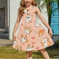 thumbnail image 3 of FAHXNVB Girls Cami Midi Dresses Casual Summer Crewneck Spaghetti Straps A Line Tiered Flowy Sundress Graphic Print Fashion Cozy Beach Vacation Dresses 2-12 Years, 3 of 7