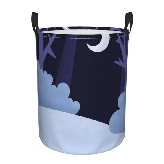 LNWH Laundry Basket, Fantasy Winter Night Pattern Foldable Laundry Hamper With Handles Waterproof, Small Size