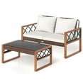 thumbnail image 7 of Gymax 2 Pieces Patio PE Wicker Furniture Set Outdoor Acacia Wood Loveseat for Porch, 7 of 7
