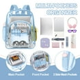 thumbnail image 3 of Sanmadrola Clear Backpack for School Backpack Heavy Duty PVC Transparent Bookbag Stadium Approved See Through Backpack 17'' Light Blue, 3 of 8