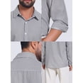 thumbnail image 7 of DARING DIVA Men's Seersucker Long Sleeve Button Down Textured Striped Shirts S Black, 7 of 7