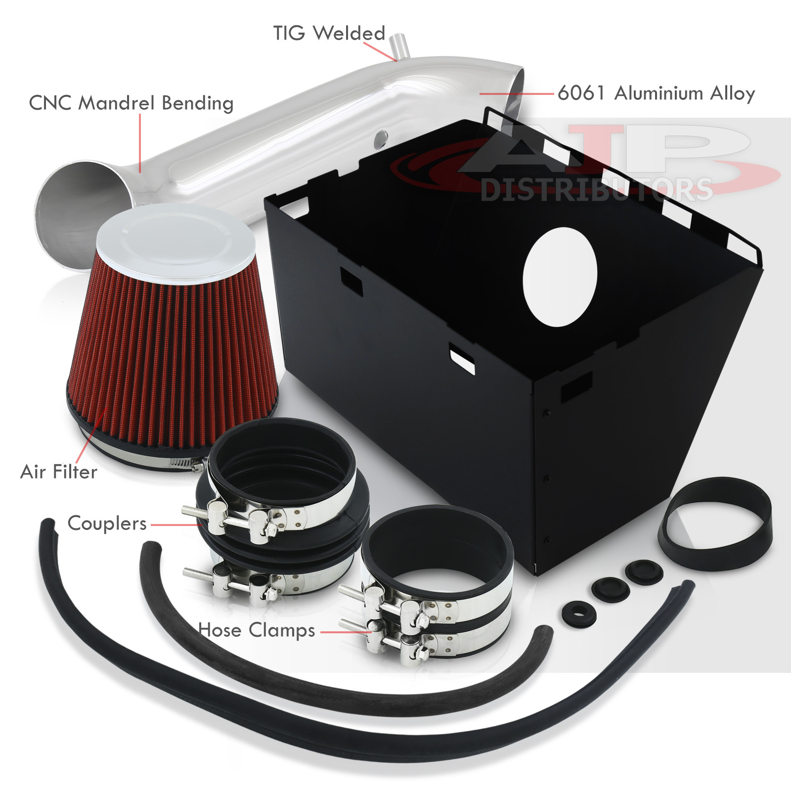 AJP Distributors Cold Air Intake Induction System Polish Aluminum Pipe Heat Shield Compatible/Replacement For Dodge Ram 1500 2500 3500 4.7L 5.7L 2002 2003 2004 2005 2006 2007 2008 02 03 04 05 06 07 08