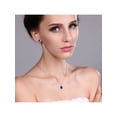 thumbnail image 3 of Gem Stone King 925 Sterling Silver Oval Blue Created Sapphire Pendant and Earrings Jewelry Set for Women (3.24 Cttw, with 18 inch Silver Chain), 3 of 4