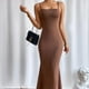 thumbnail image 1 of Vestido Largo Con Cola De Pez Vestido ajustado sin espalda Estilo de salón sexy Traje diario de color sólido (Marrón M) Cgtredaw Para estrenar, 1 of 1