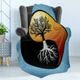 thumbnail image 4 of Yin Yang Soft Flannel Fleece Throw Blanket, Contrast Tree of Life with Abstract Roots in Harmony with Yin Yang Print, Cozy Plush for Indoor and Outdoor Use, 50" x 60", Multicolor, by Ambesonne, 4 of 5