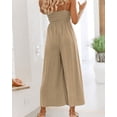 thumbnail image 3 of Women's Summer Casual Spaghetti Straps Sleeveless V Neck Cutout High Waist Wide Leg Jumpsuits Rompers with Pockets, 3 of 4