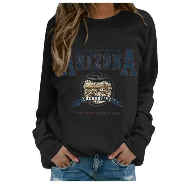 HNMKIU Crewneck Sweatshirt Women Fall/Winter Print Sweatshirt Without Hoodie