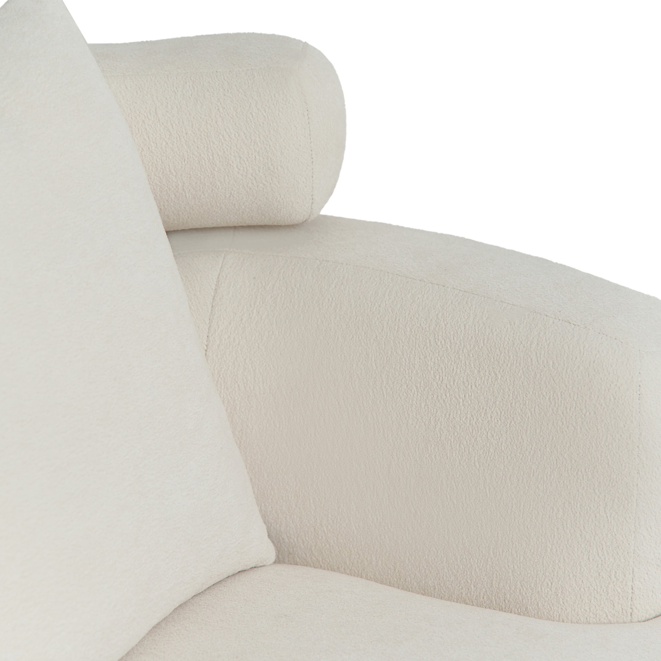 Noble House Arlais 38" Nordic Style Lazy Club Chair, Upholstered Chenille Bucket Accent Sofa with Pillows, White