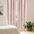 thumbnail image 2 of Ambesonne Vintage Curtains, Flowers Striped Leaves Art, Pair of 28"x95", Peach and Dark Magenta, 2 of 4