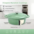 thumbnail image 4 of 4.5 QT Enameled Cast Iron Oval Dutch Oven Nonstick Soup Pot with Self-Basting Lid Heat Resistant 500°F for All Stovetops Induction Gas Grill, Oven & Refrigerator Safe, 4 of 6