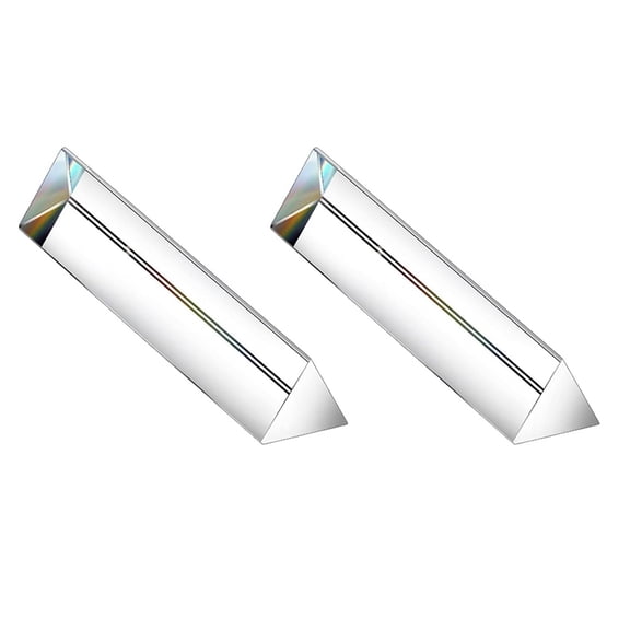 2Pcs 6Inch Crystal Optical Glass Triangular Prism for Photography Effects Physics Teaching Light Spectrum Optics Kits