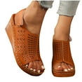 thumbnail image 5 of Sandals For Women 2025 Wedge Flatform Open Toe Slip-on Peep Toe Slides Slippers Casual Summer Beach Outdoor Footwear Dressy Sandals 6, 5 of 6
