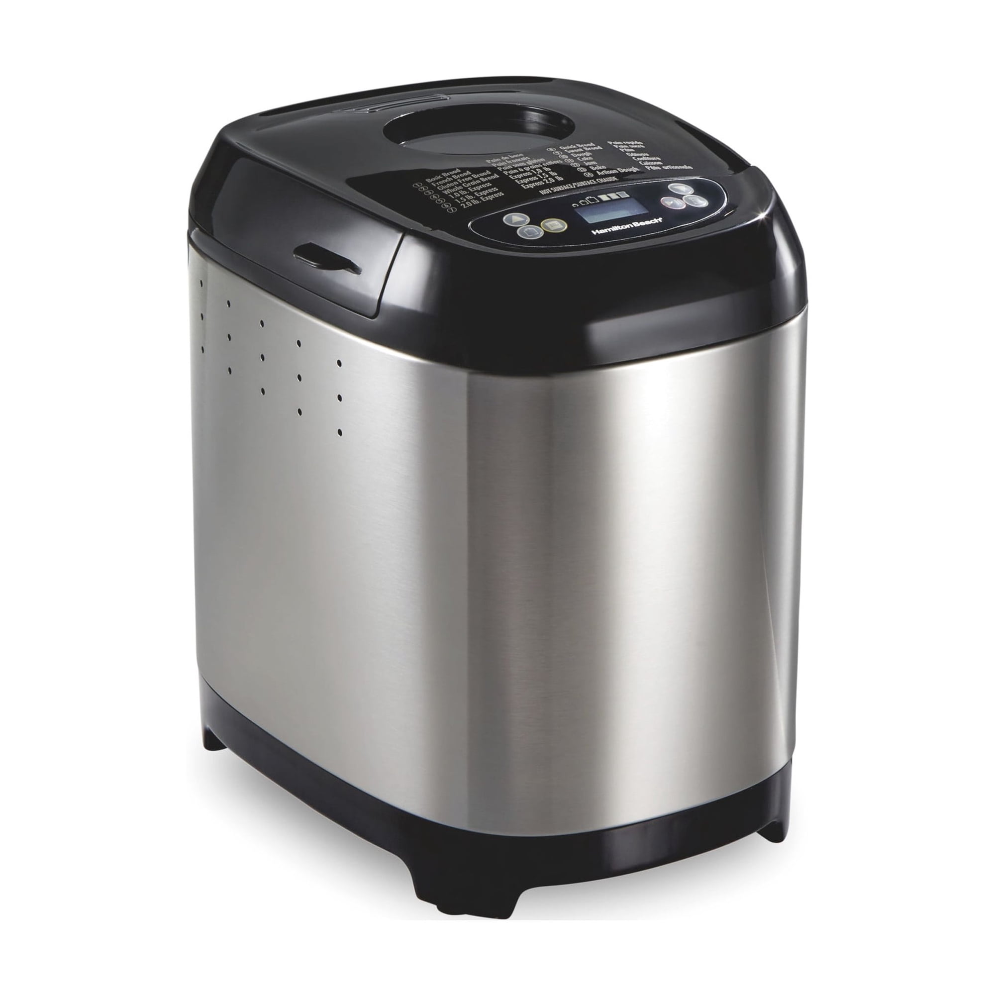 Hamilton Beach 2 lb Bread Maker Machine, 14 Settings, Gluten-Free, Crust Color Control, Black & Stainless