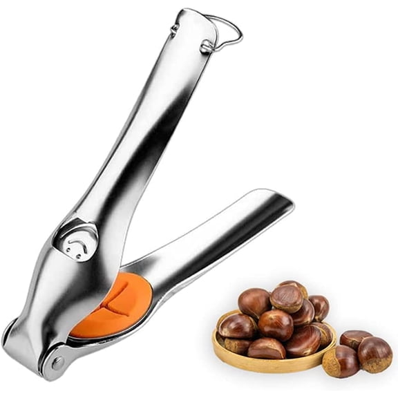 CZQ 304 Stainless Steel Chestnut Cracker, Portable Chestnut Opener Clip Peeler, Multifunctional Walnut Pecan Nut Cracker with Bottle Opener, Ergonomic Kitchen Tool