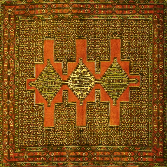 Ahgly Company Indoor Square Persian Yellow Traditional Area Rugs, 6' Square