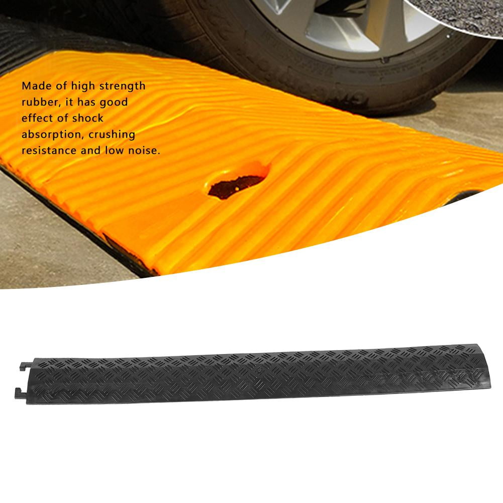 3Pcs Single Channel Rubber Traffic Speed Bump Cable Protector Cover Black/Yellow 