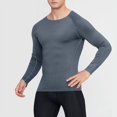 thumbnail image 2 of Jalioing Men's Workout Tops Slim Stretchy Long Sleeve Crew Neck Muscle T Shirt Casual Athletic Sport Tee Shirt, 2 of 7