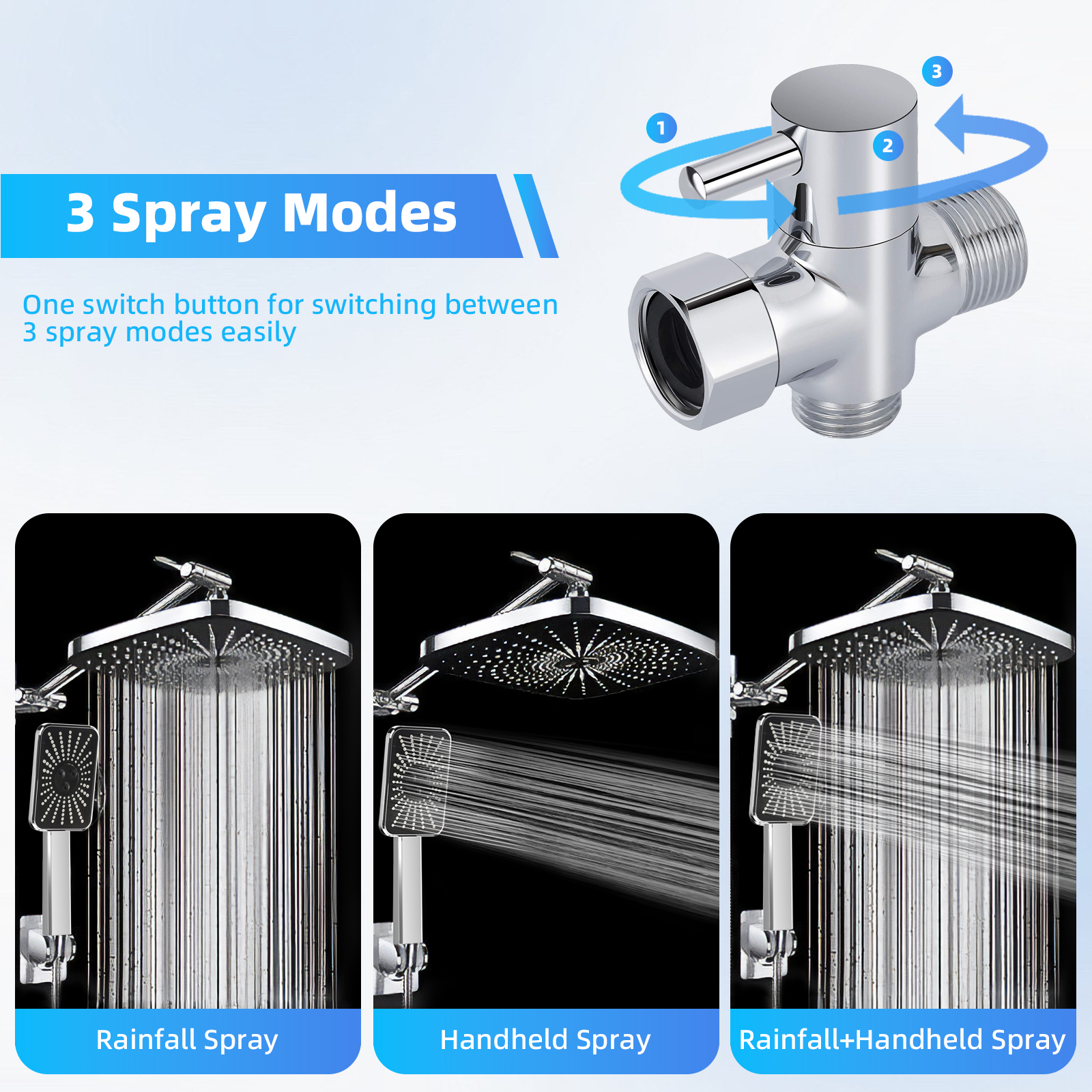 ATUPEN 12" Rain Shower Head Combo with Handheld Spray photo 2