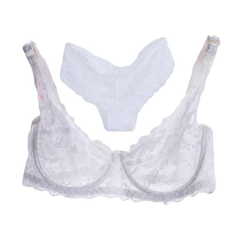 fanshao Underwear Sexy Breathable Nylon Floral Lace Bra Panty Set for Home  