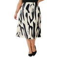 thumbnail image 1 of Faldas de mujer de tallas grandes Agnes Orinda, con estampado, plisadas, de cintura alta, casuales de verano, falda midi en A, 3X negra, 1 of 8