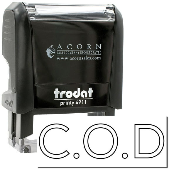 Self-Inking COD Outline Stamp, Trodat Printy 4911, Press and Print Stamping, Impression Size 5/8" x 1-1/2", Up to 10,000 Impressions - Black Ink