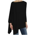thumbnail image 2 of Mikilon Femmes Décontracté Grande Taille Col Rond Manches Longues Irrégulières Chandail en Molleton Ample Imprimé Pull Tops Blouse, 2 of 7