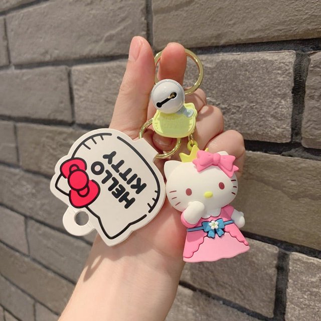 XM Anime dibujos animados mujer lindo gato PVC goma suave niño muñecas coche llavero cadena bolso pequeño colgante nuevo Kawaii Hello Kitty llavero