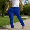 thumbnail image 6 of Mens Golf Pants Lightweight Quick Dry Anti-Slip Work Dress Pants Stretch Elastic Waist Drawstring Casual Slacks with Pockets Size 3XL Blue, 6 of 8