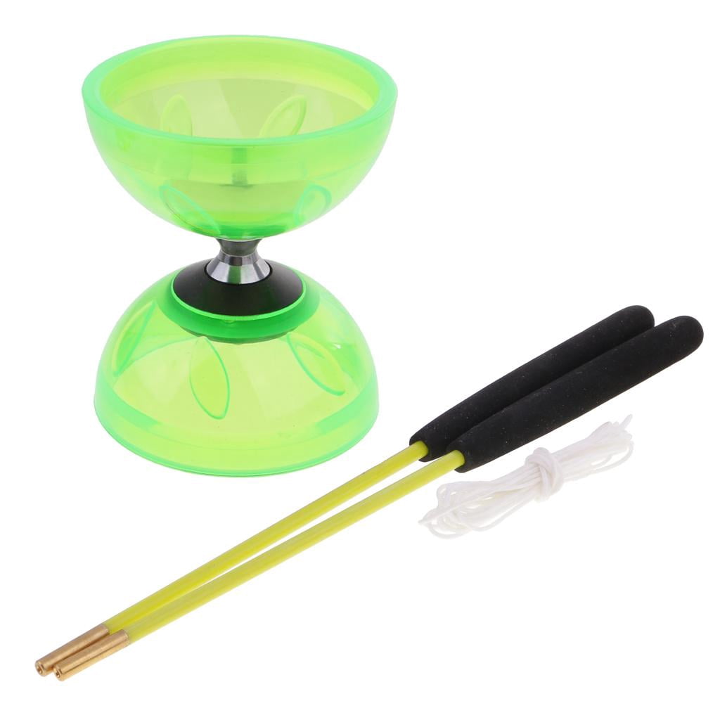 Dualoai 3Ball Bearing Pro Diabolo Set + Metal Diabolo Handsticks + String 13cm Green