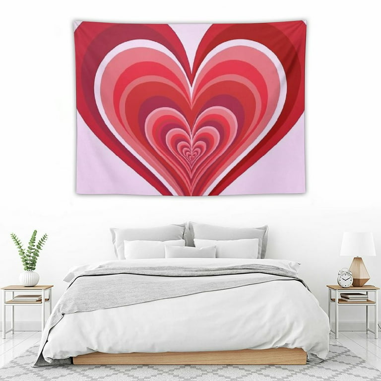 ONETECH Pink Heart Tapestry Preppy Cute Pink Tapestries Aesthetic