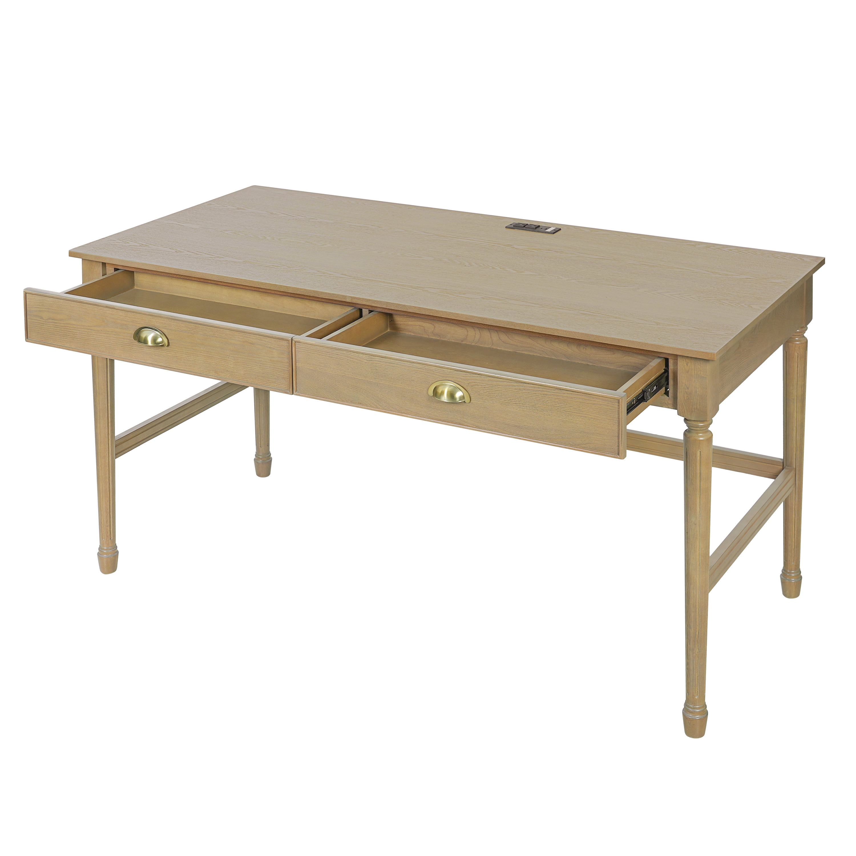 Euroco 60" Solid Wood Writing Desk with 2 Drawers,Home Office Workbench Desk,Small Computer Work Study Table,Vanity Table for Living Room,Bedroom,Natural