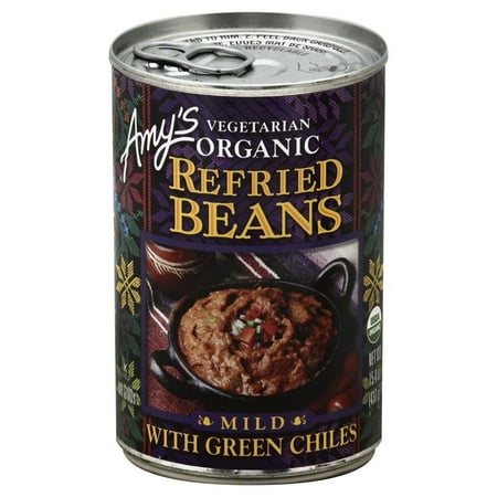 Amy's Organic - Refried Vegetarian Beans with Mild Green Chiles, 15.4 Ounce