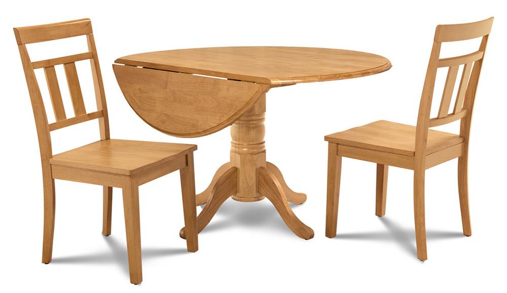 3Pc Small Kitchen Table Set in Oak Finish