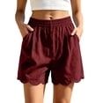 thumbnail image 3 of Women's Soft Cotton Elastic Waistband Shorts with Pockets, Pull On Casual Summer Bottoms with Relaxed Fit, Comfortable Everyday Shorts with Tummy Control for Active Walking,, 3 of 7