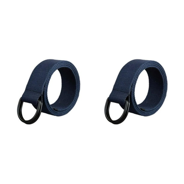 Qarigey Cinturón de tela elegante y texturizado Hebilla de metal pulido para un look moderno y moderno Cinturón para pantalones Azul oscuro Azul oscuro 110cm 2Conjunto