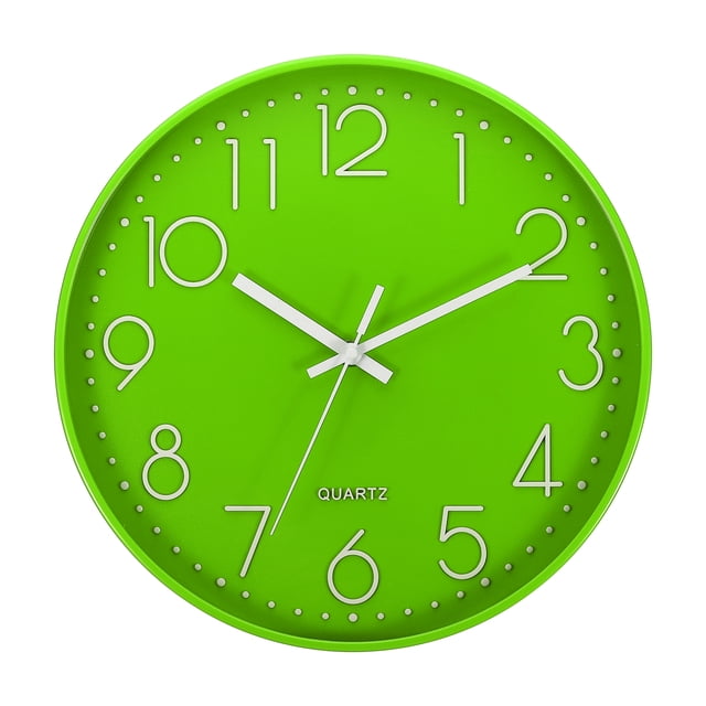Reloj de pared Uxcell de 12" a pilas, silencioso y sin tictac, reloj redondo, verde
