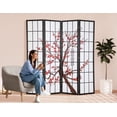 thumbnail image 2 of CL.HPAHKL 6Ft Tall 4 Panel Oriental Shoji Screen Room Divider, Portable Freestanding Partition Screen, Folding Privacy Divider With Oil Canvas for Room Separation, Dressing, Plum Blossom, 2 of 9