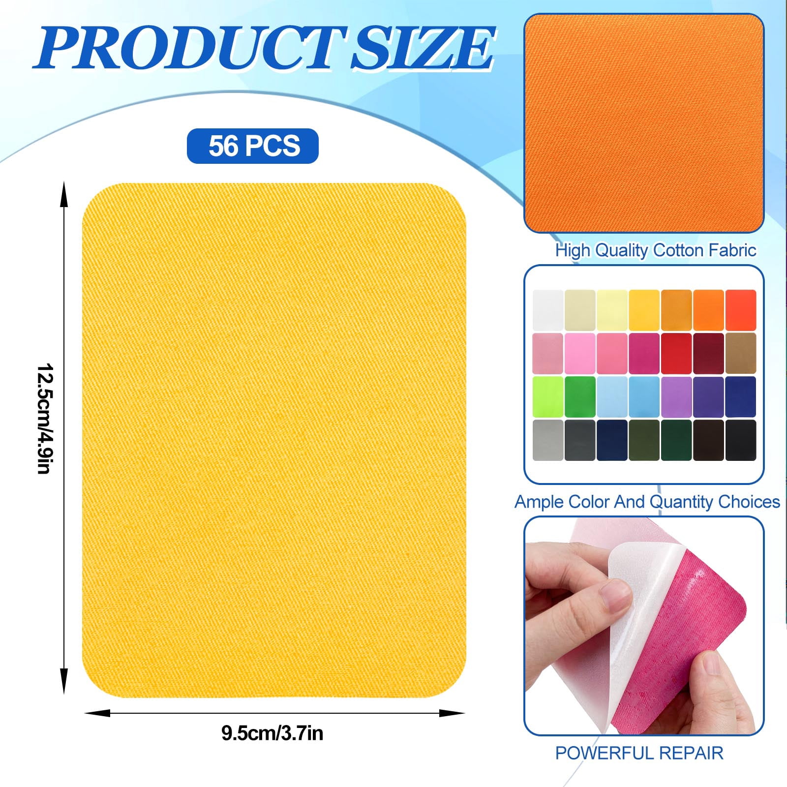 56 Pieces Iron on Patches for Clothing, 28 Colors Repair Patches for Clothes Mending and Decorating, Multi-Colored Fabric Repair Kit for Jacket Shirts Clothes