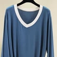 thumbnail image 6 of Liweisiy Women's V Neck Pajama Shirts Long Sleeve Relaxed Fit Cooling Lightweight Tops Summer Casual Bassic Sleepwear Navy XL, 6 of 6